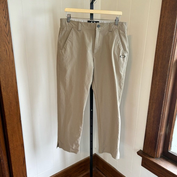 Oakley Tan Nylon Stretch Activewear Flat Front Chino Take Golf Pants Men 34x29 - Picture 5 of 8